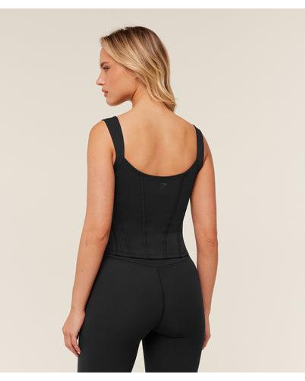 GYMSHARK Black Corset Tank Top
