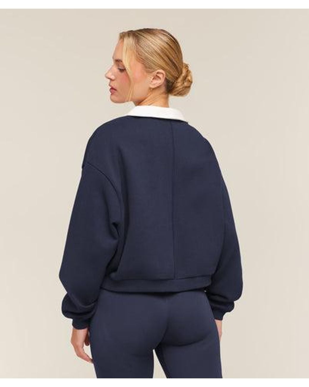 GYMSHARK Blue Cosy Luxe Campus Polo Sweatshirt