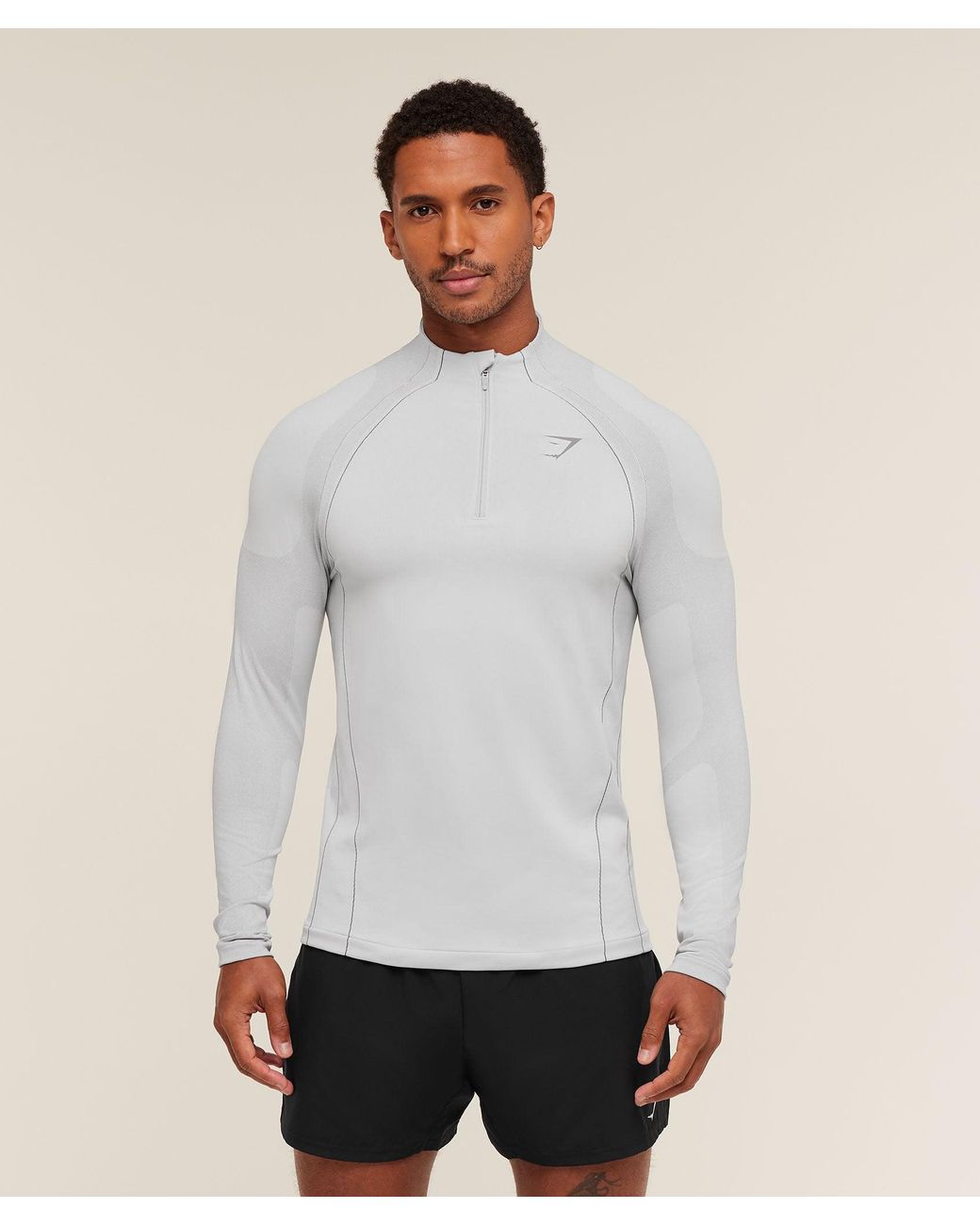 GYMSHARK White Apex Seamless 1/4 Zip for men