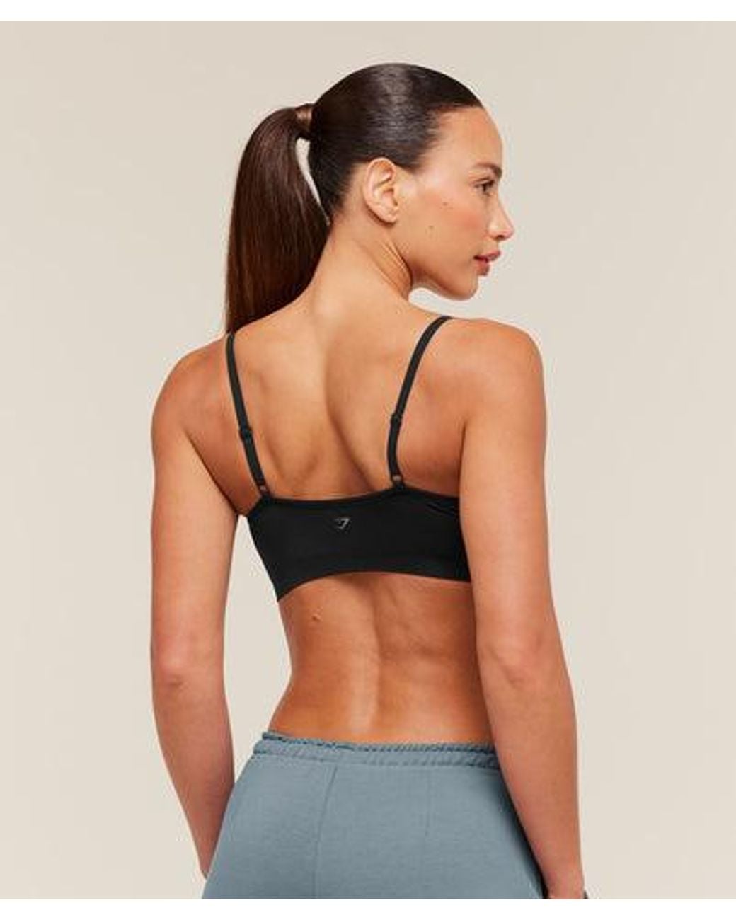 GYMSHARK Black Featherform V-Neck Bralette