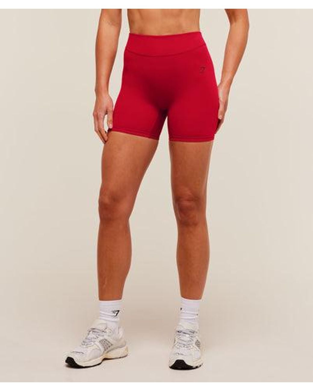 GYMSHARK Red Lifting Dipped Waistband Shorts