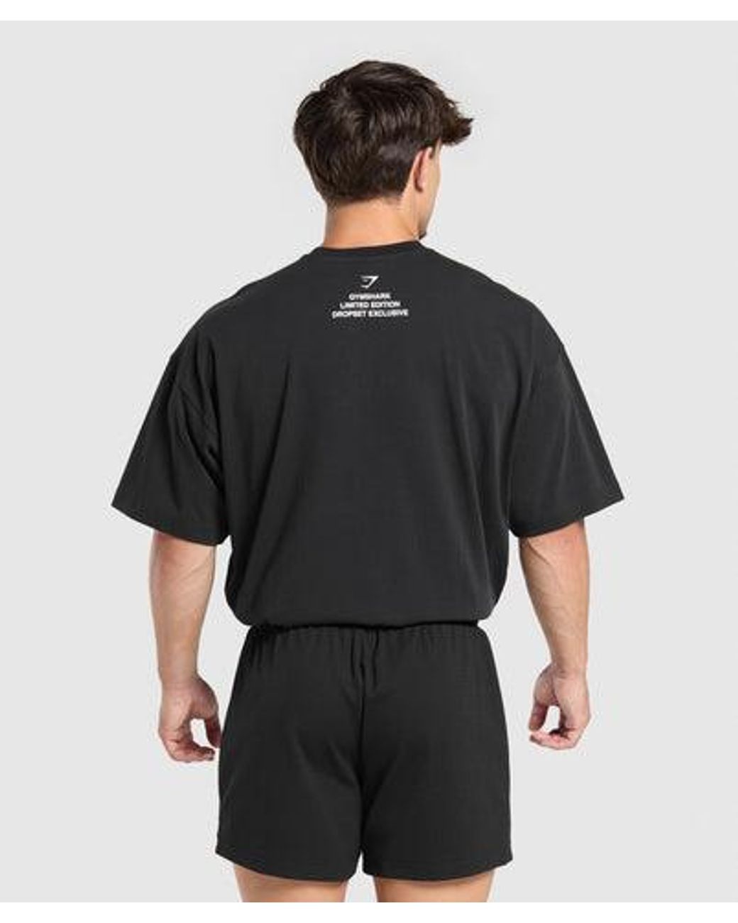 GYMSHARK Black Athlete Bootleg Graphic T-Shirt for men