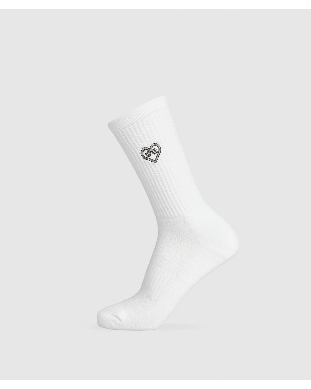 GYMSHARK White Gfx Heart Crew Sock Single