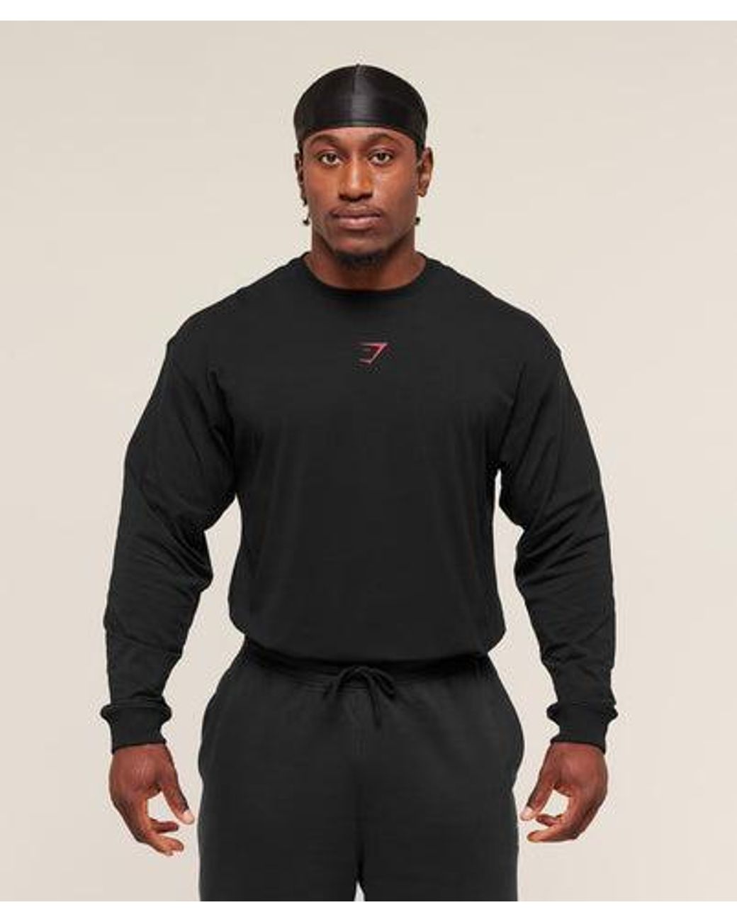 GYMSHARK Red Power Long Sleeve T-Shirt for men