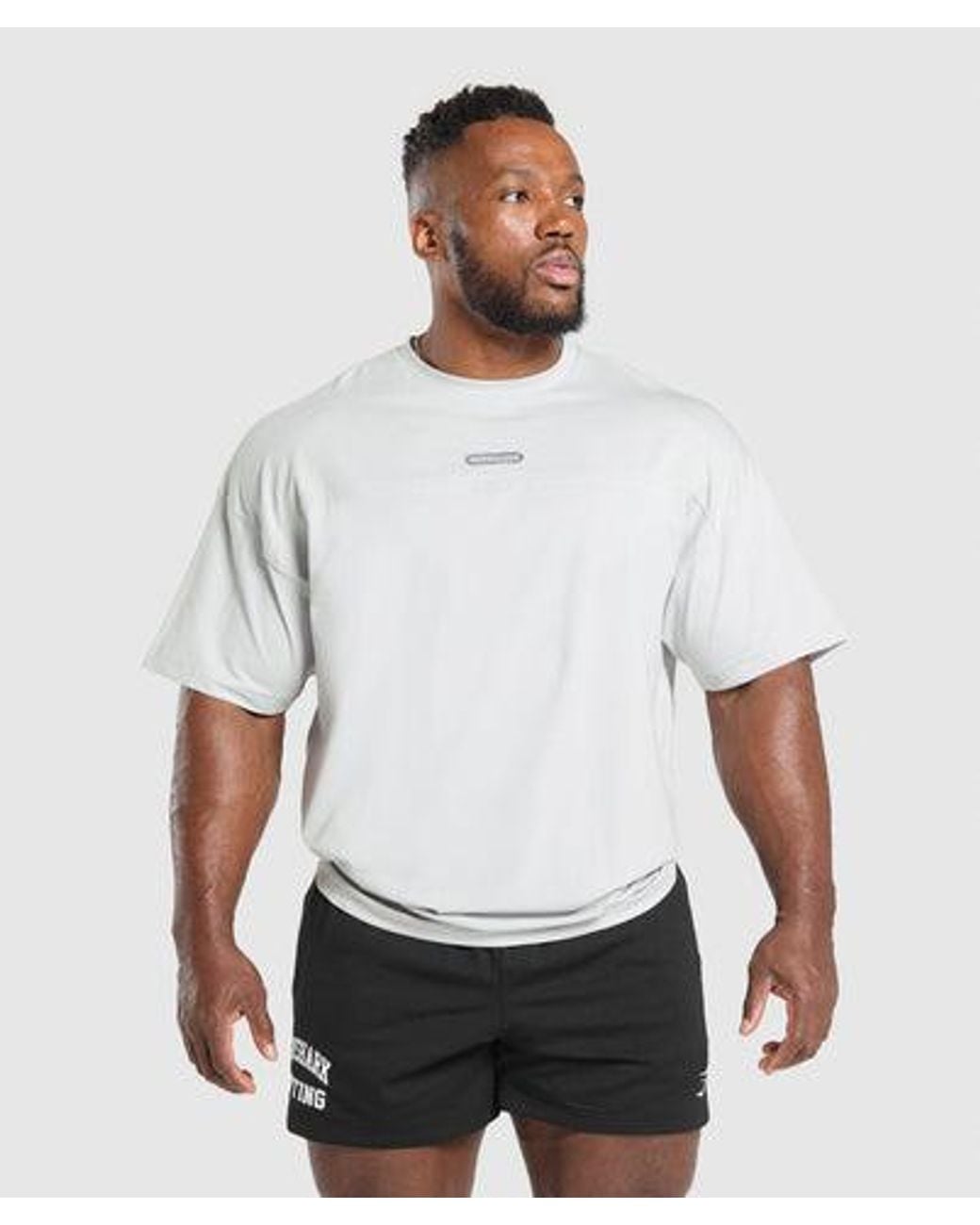 GYMSHARK White Oversized Graphic T-Shirt for men