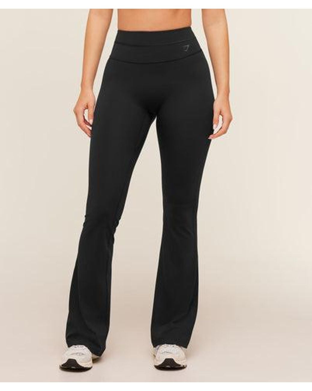 GYMSHARK Black Crossover Back Flared Leggings