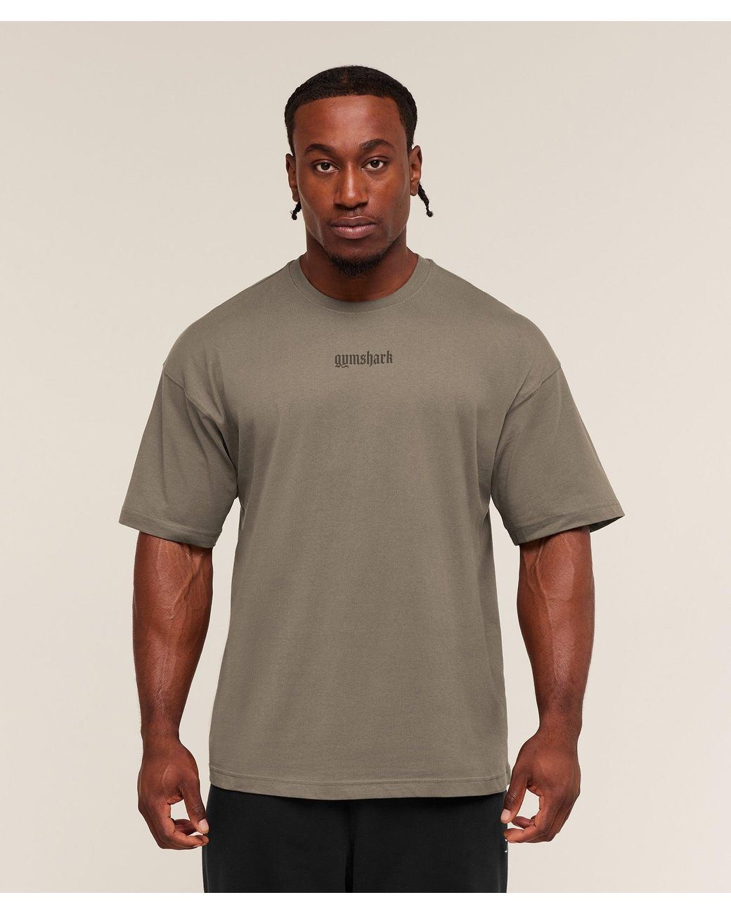 GYMSHARK Brown Olde English T-Shirt for men
