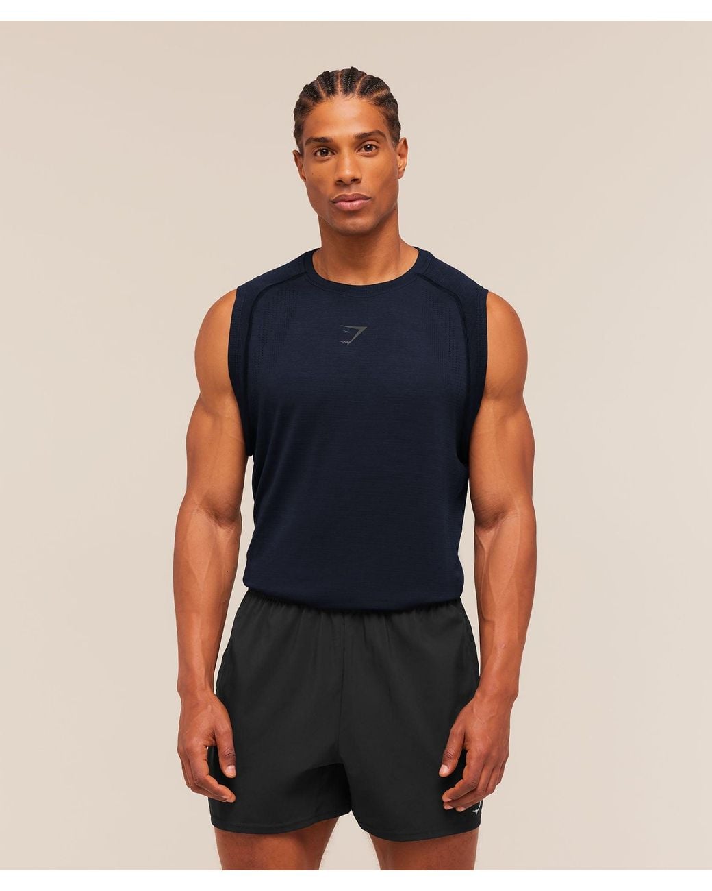 GYMSHARK Blue Versatile Seamless Tank for men