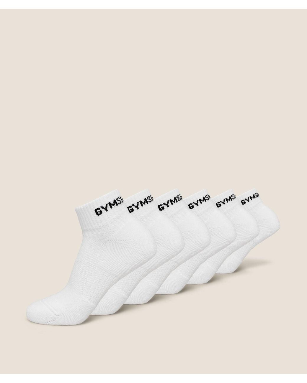 GYMSHARK Natural Quarter Sock 6Pk