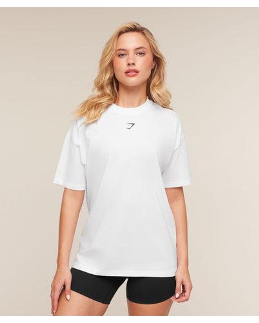 GYMSHARK White Trace Graphic Oversized T-Shirt