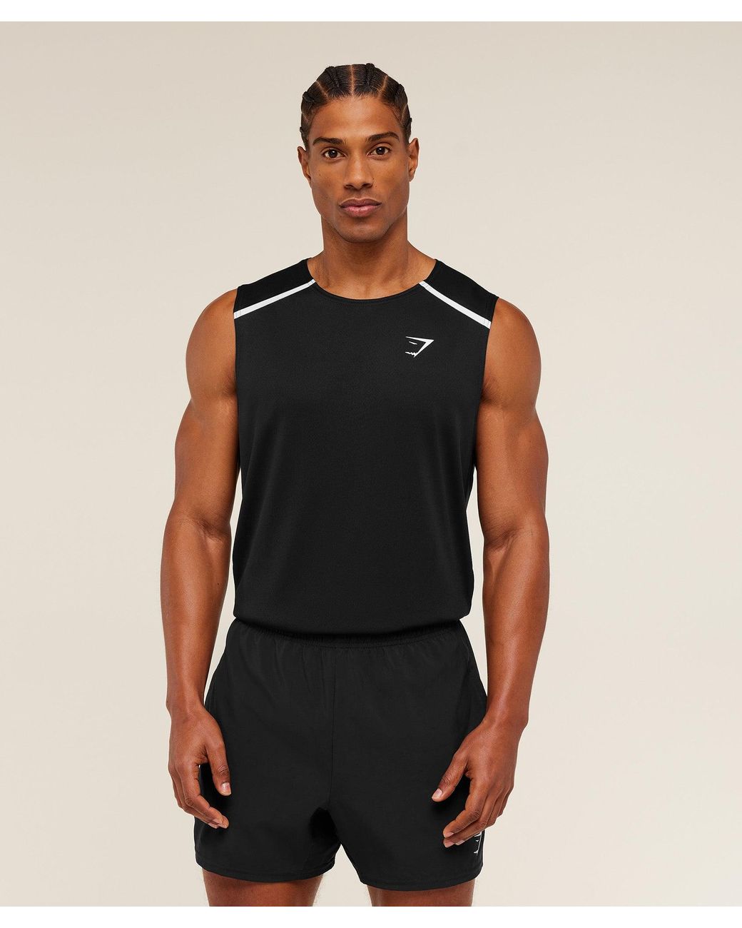 GYMSHARK Black Arrival Contrast Tank for men
