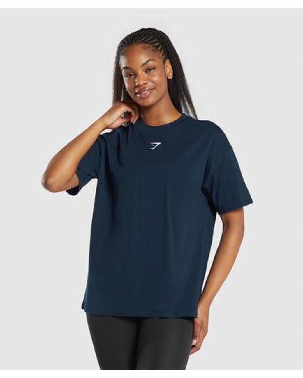 GYMSHARK Blue Fraction Oversized T-Shirt