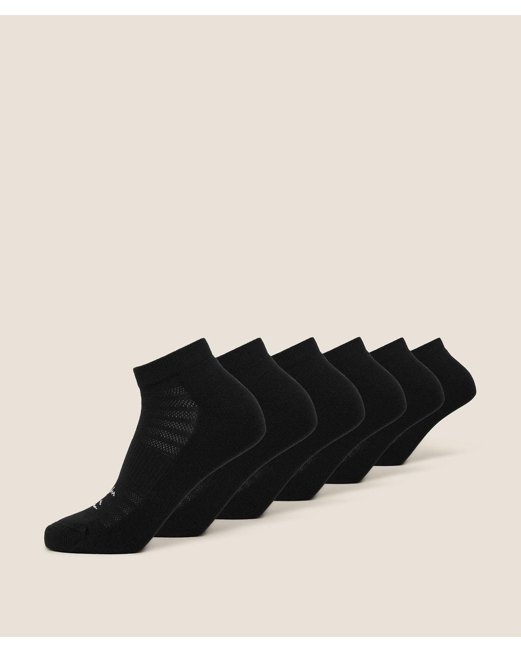 GYMSHARK Black Trainer Sock 6Pk