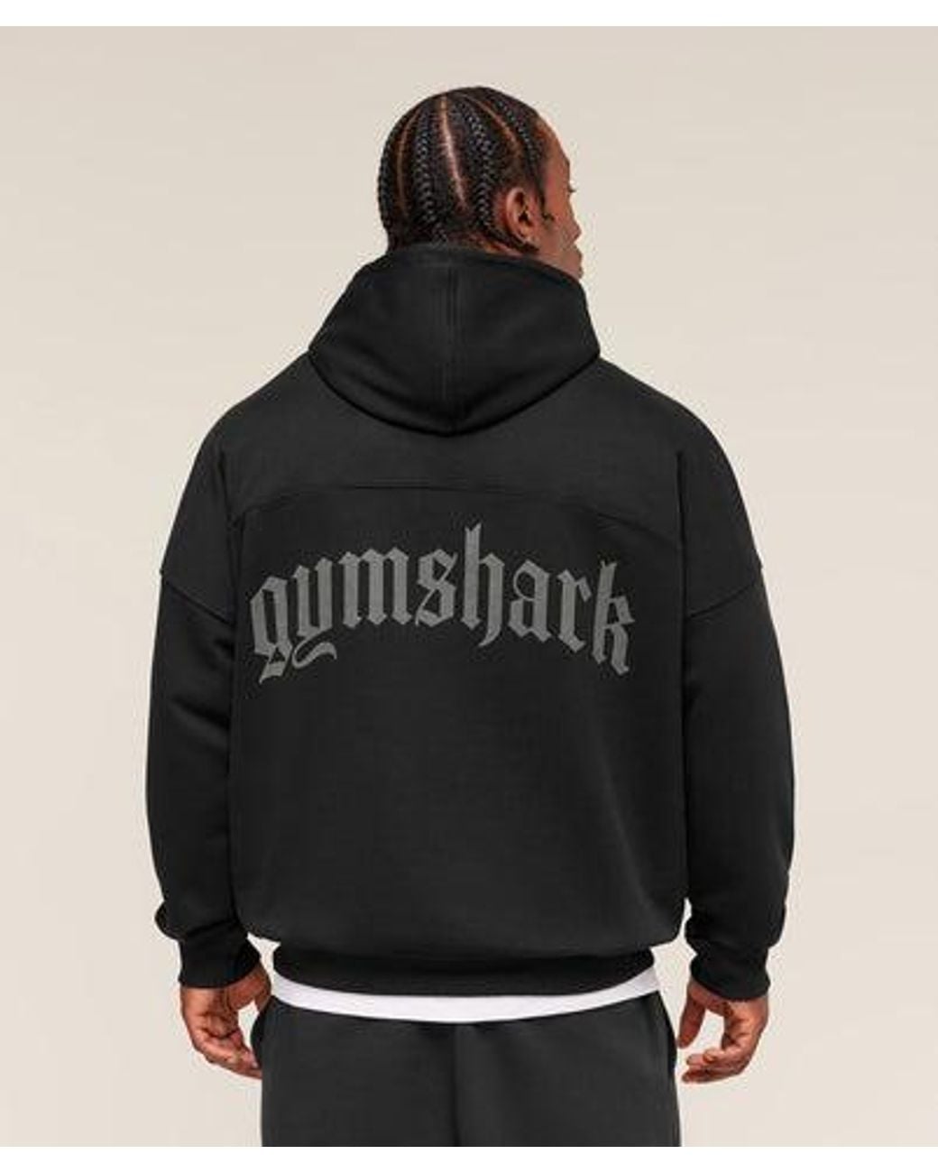 GYMSHARK Black Olde English Hoodie for men