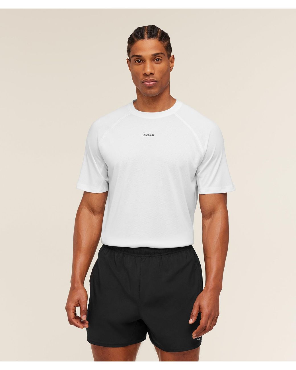 GYMSHARK White Train T-Shirt for men