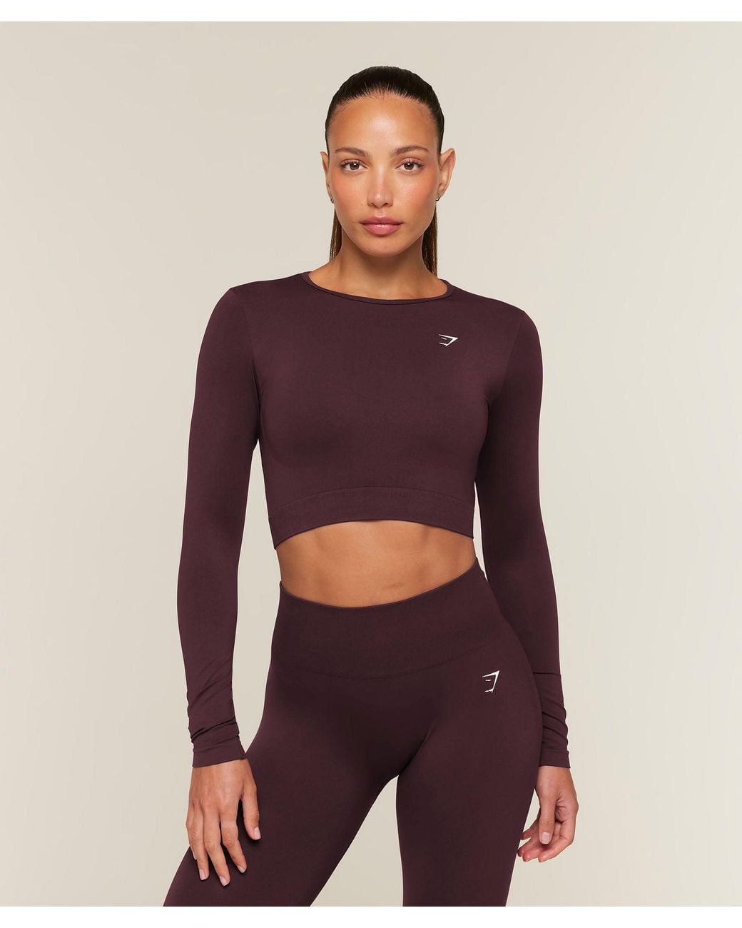 GYMSHARK Purple Everyday Seamless Long Sleeve Crop Top
