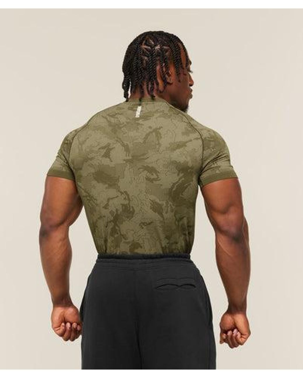GYMSHARK Green Geo Seamless T-Shirt for men