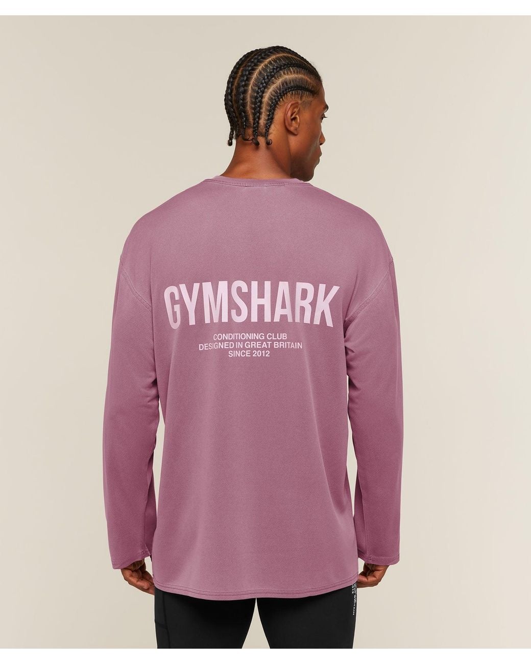 GYMSHARK Purple Conditioning Club Washed Long Sleeve T-Shirt for men