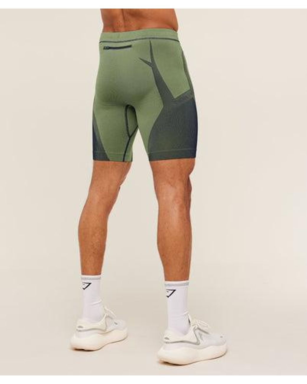 GYMSHARK Green Seamless Running Half Tight for men