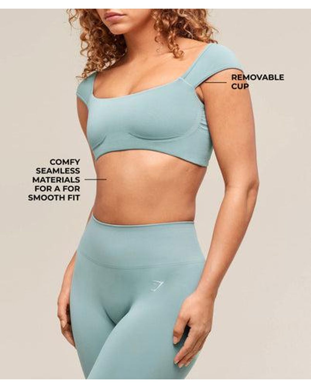 GYMSHARK Blue Soft Sculpt Cap Sleeve Bralette