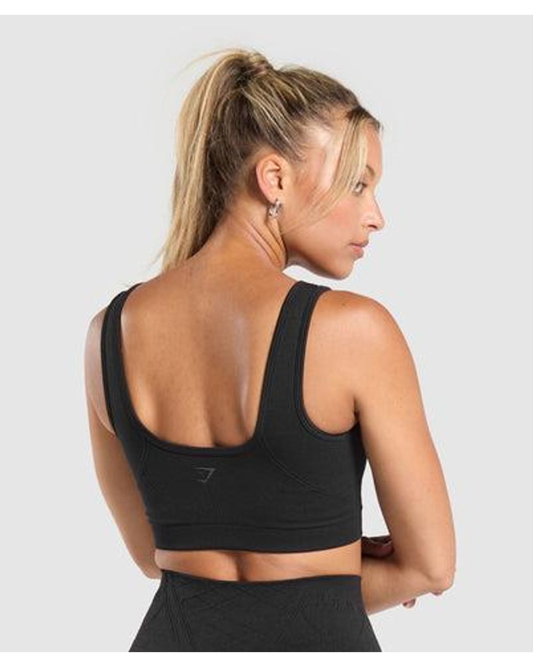 GYMSHARK Black Corset Seamless Sports Bra
