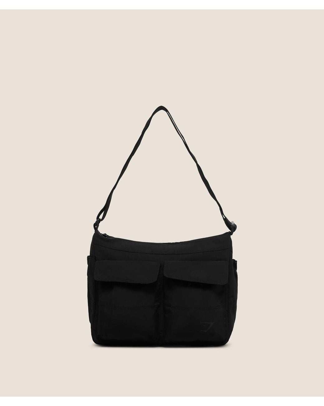 GYMSHARK Black Pleat Messenger