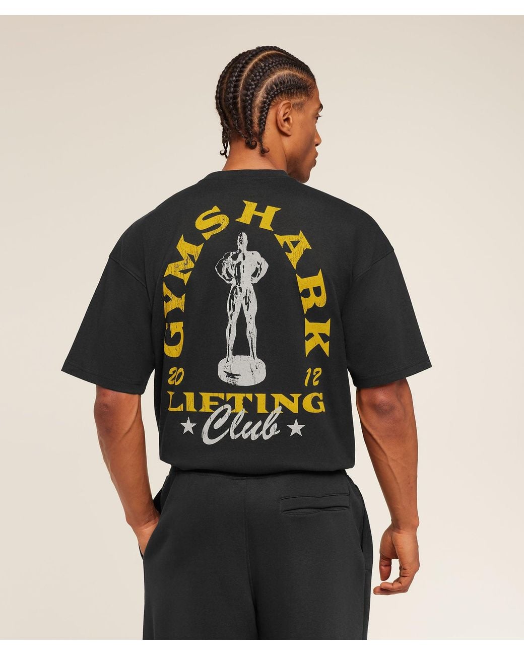 GYMSHARK Black Trophy Graphic T-Shirt for men