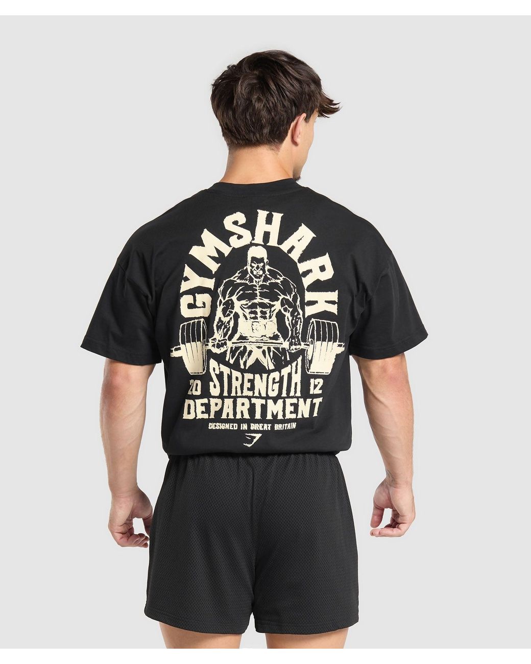GYMSHARK Black Strength Department Graphic T-Shirt for men