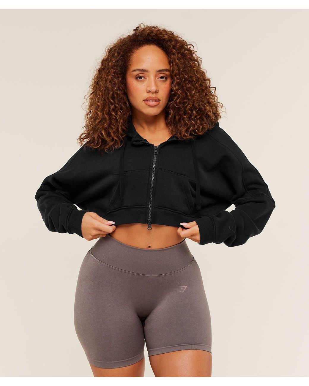 GYMSHARK Brown Pump Zip Through Hoodie