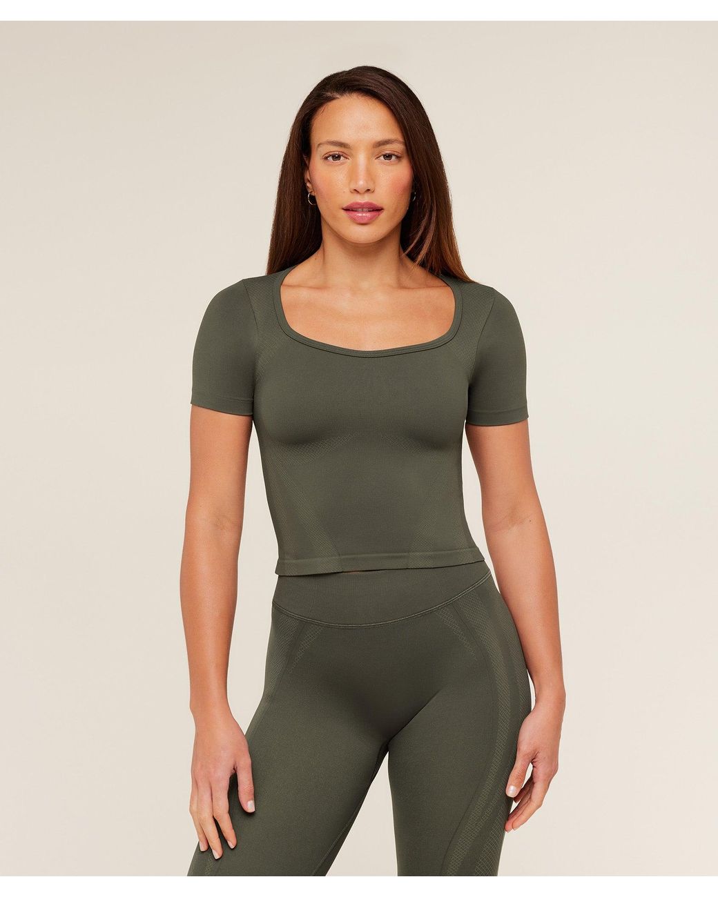 GYMSHARK Green Weekend Seamless Short Sleeve Top