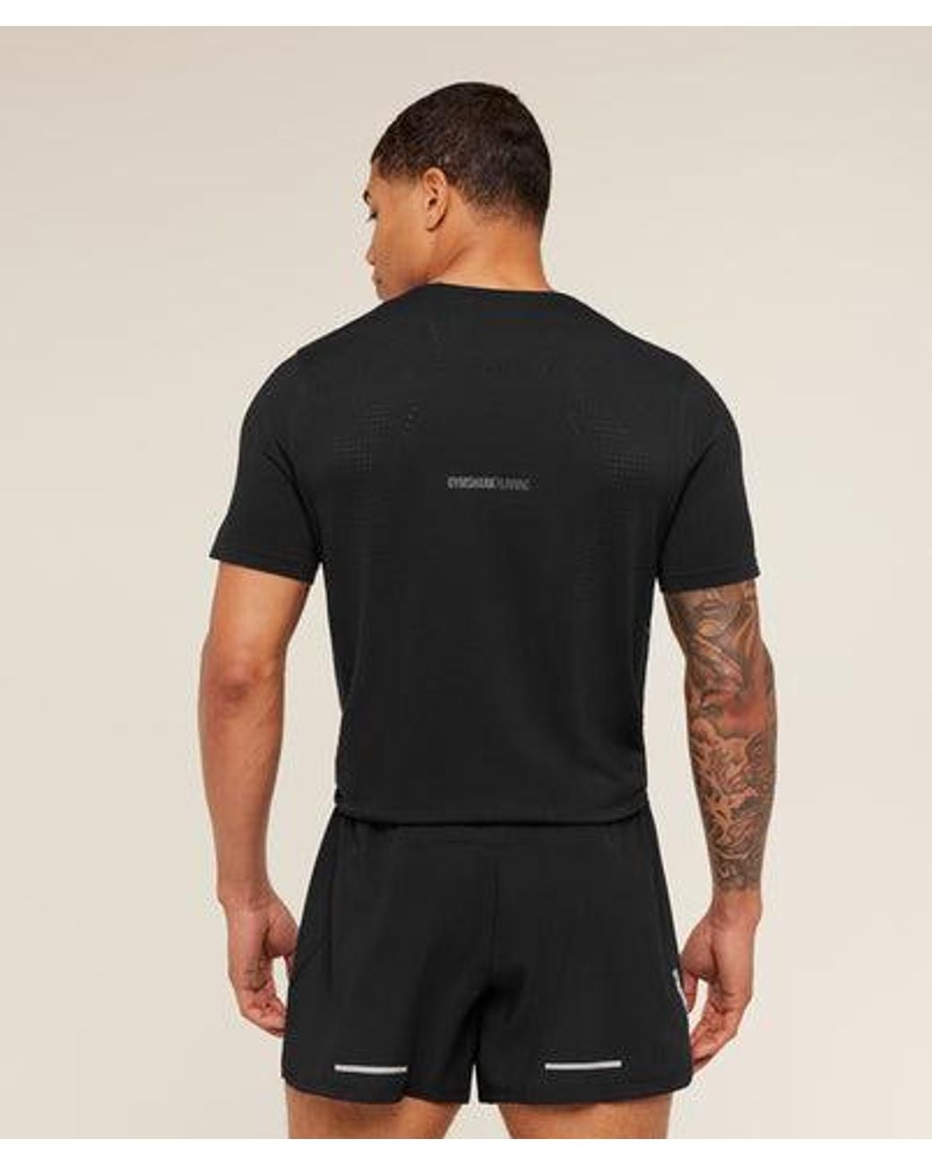 GYMSHARK Black Seamless Running T-Shirt for men