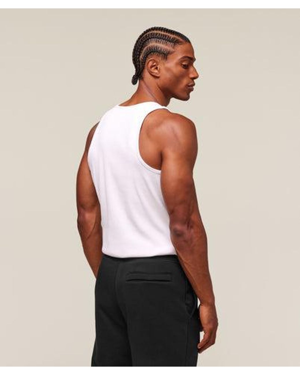 GYMSHARK White Premium Ribbed Tank for men