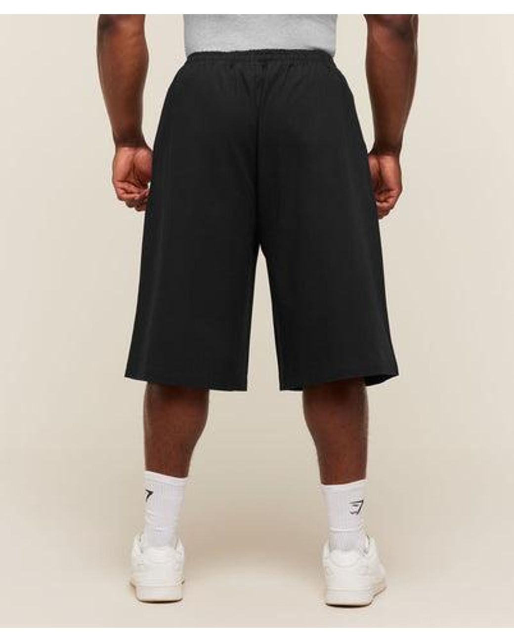 GYMSHARK Black Longline Pumper Shorts for men
