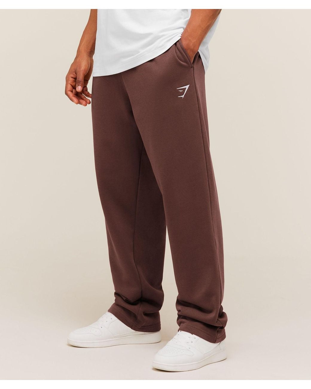 GYMSHARK Brown Crest Straight Leg Joggers for men