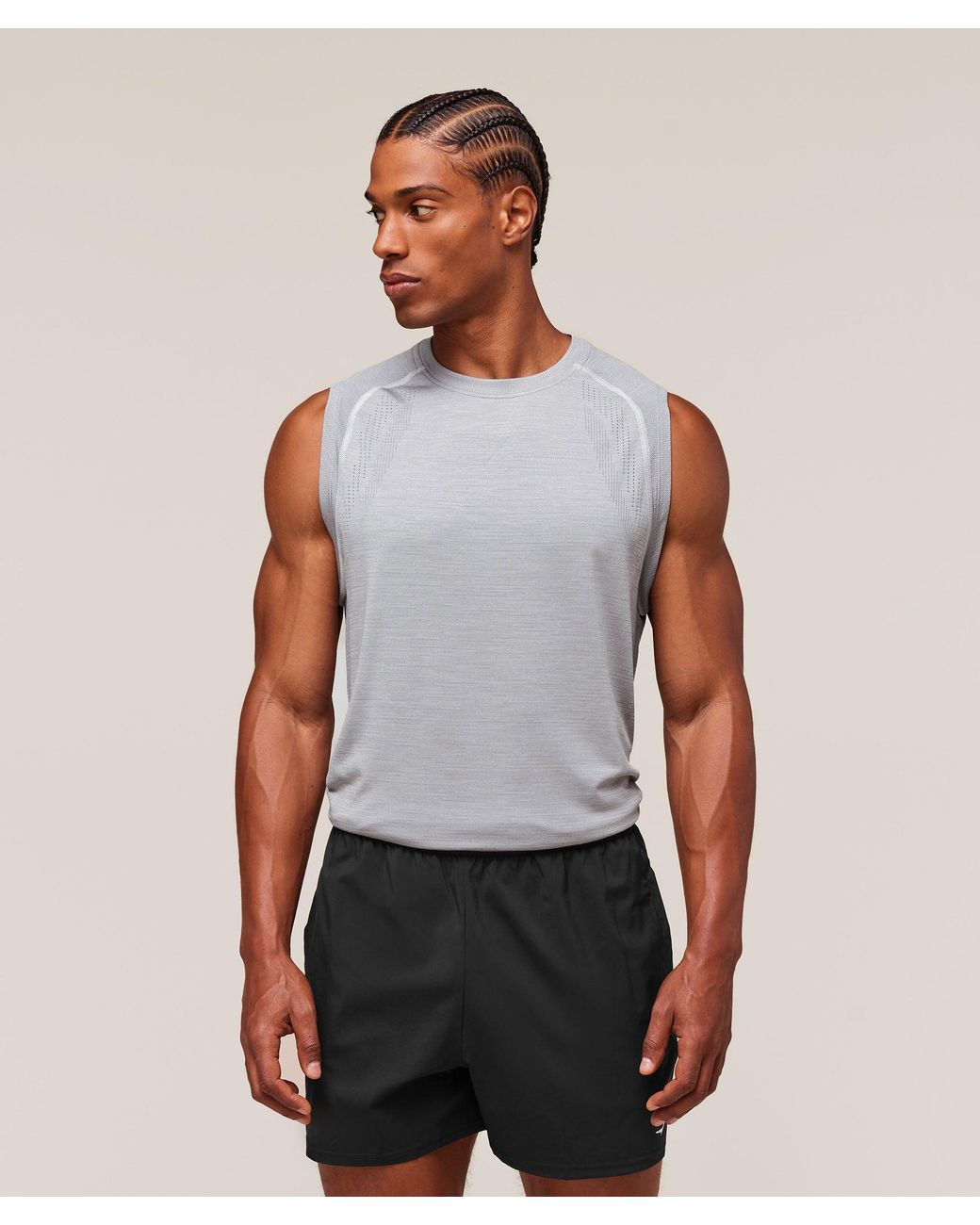 GYMSHARK Gray Versatile Seamless Tank for men