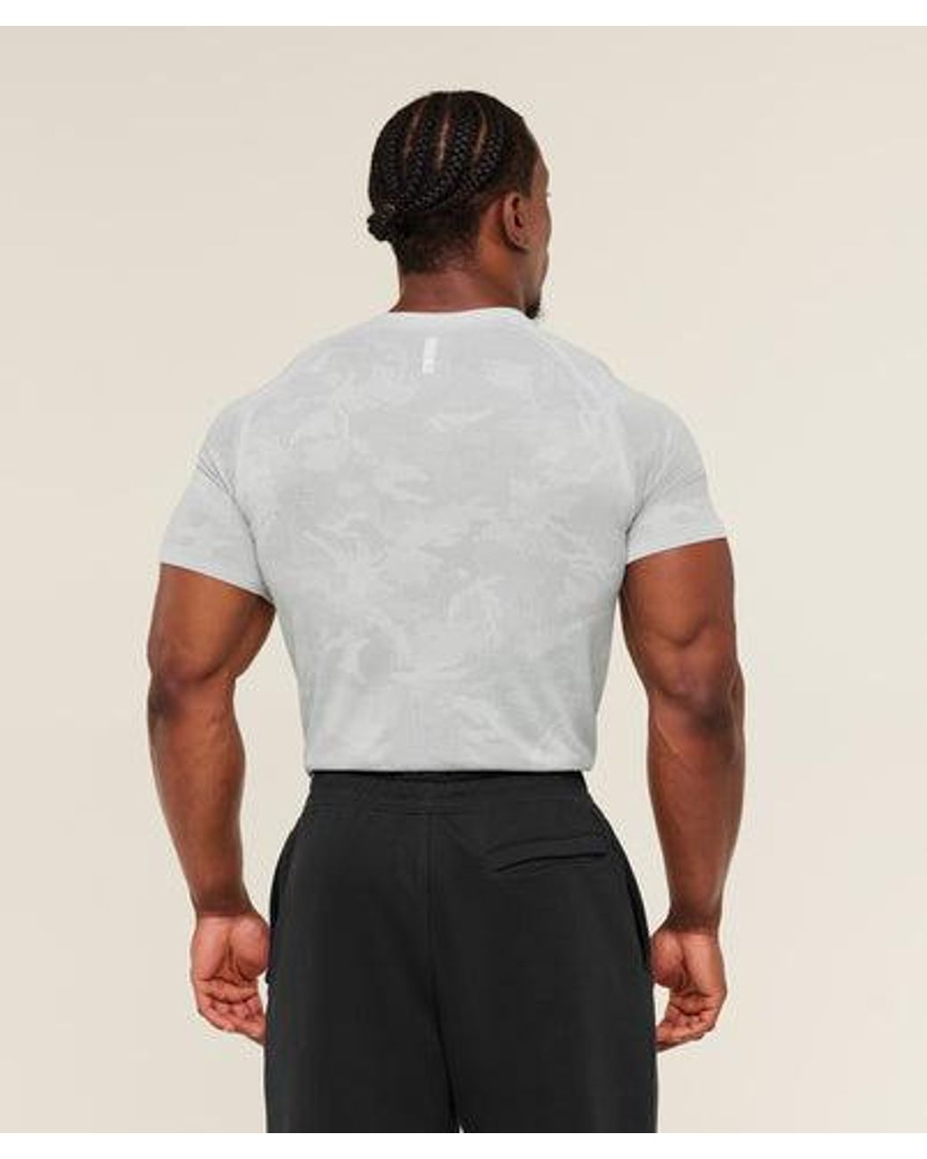 GYMSHARK White Geo Seamless T-Shirt for men