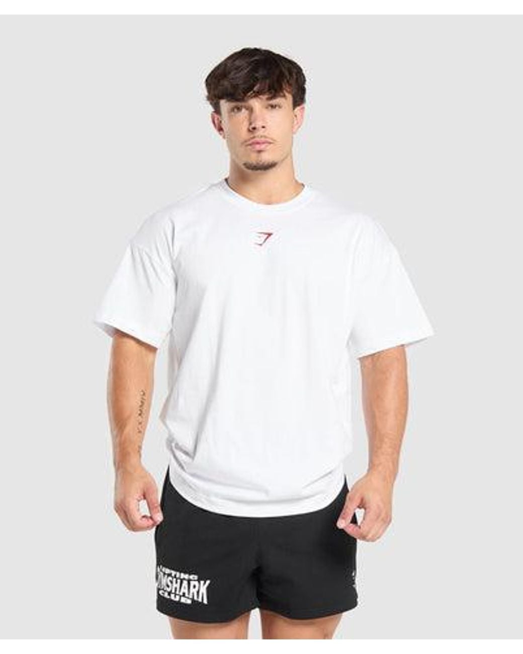 GYMSHARK Red Strength Department Graphic T-Shirt for men