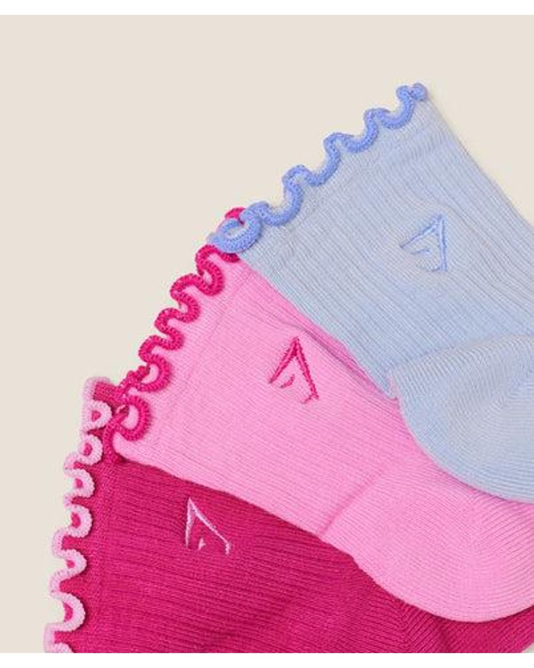 GYMSHARK Pink Midi Frill Socks 3Pk