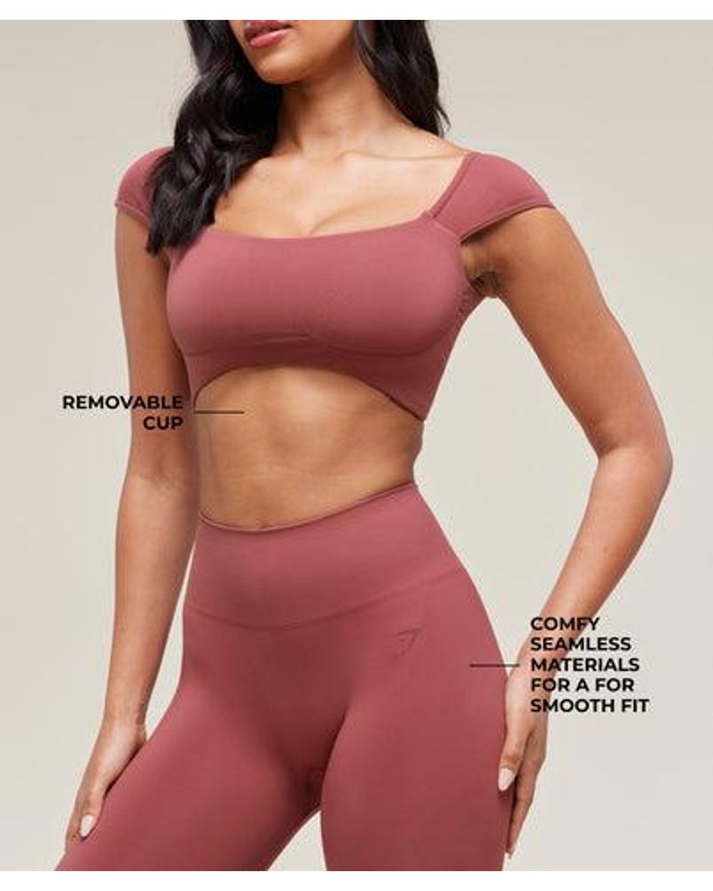 GYMSHARK Red Soft Sculpt Cap Sleeve Bralette