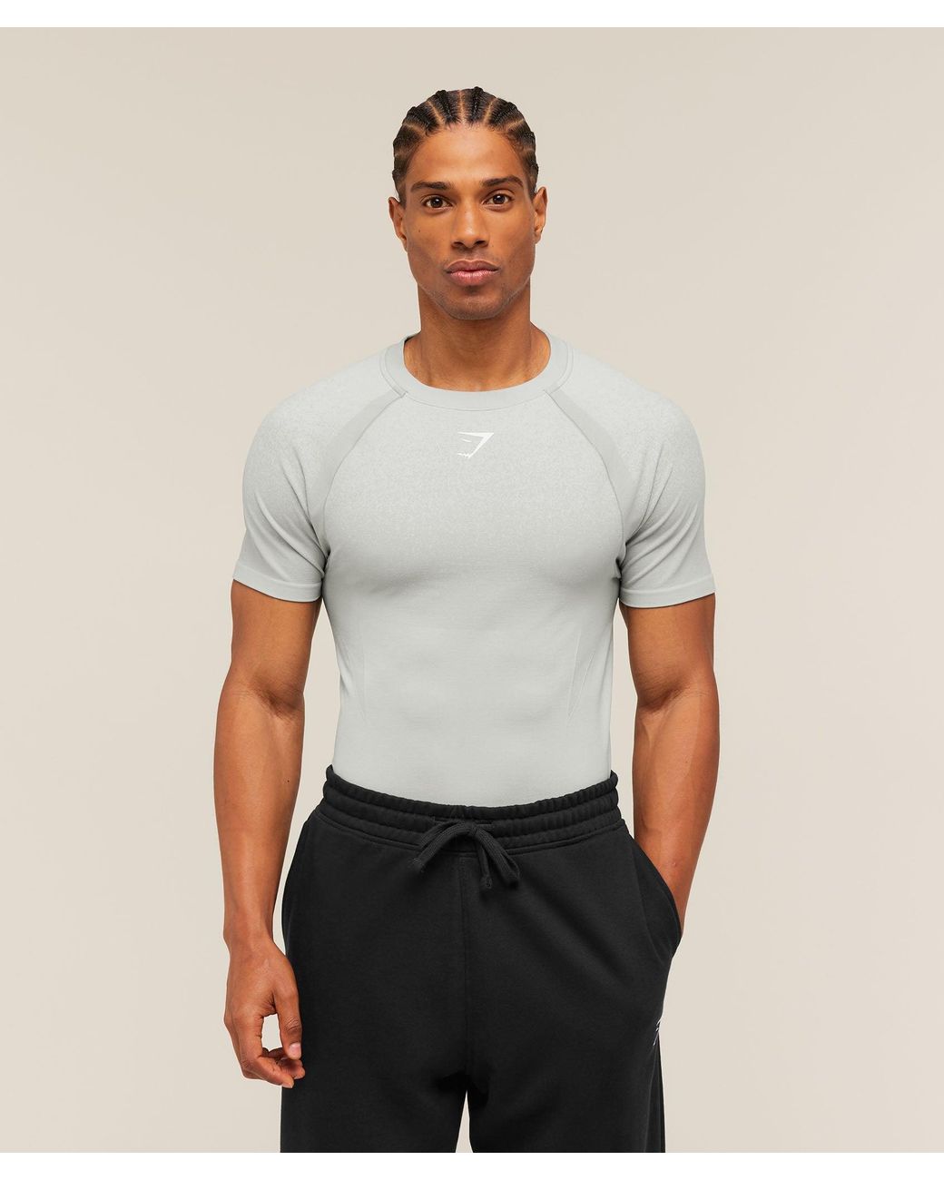 GYMSHARK White Shadow Seamless T Shirt for men