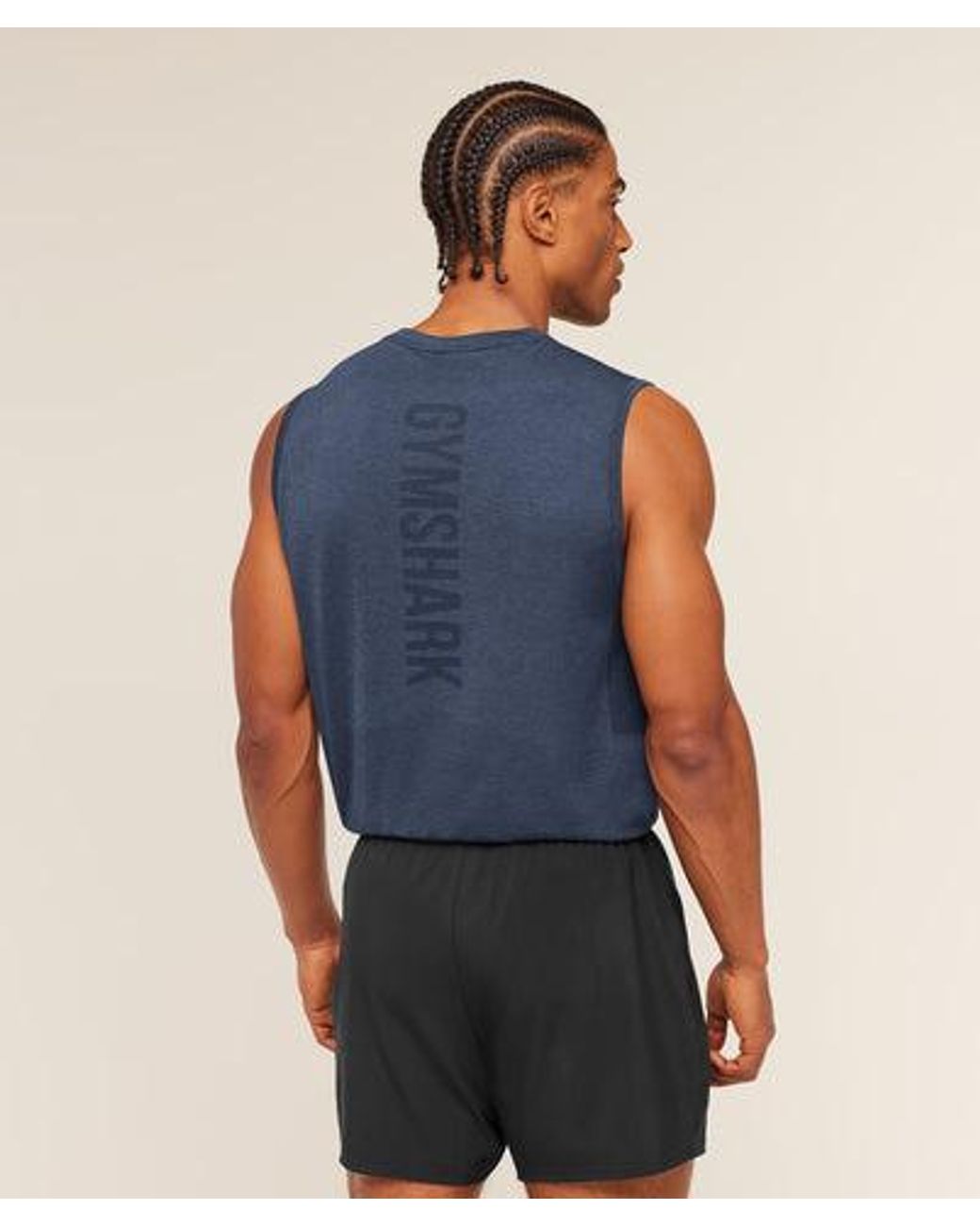 GYMSHARK Blue Lightweight Seamless Tank for men