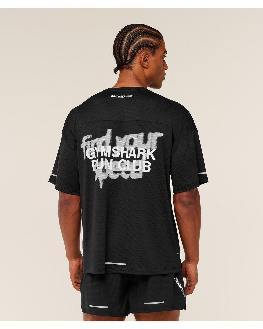 GYMSHARK Black Running Graphic T-Shirt for men