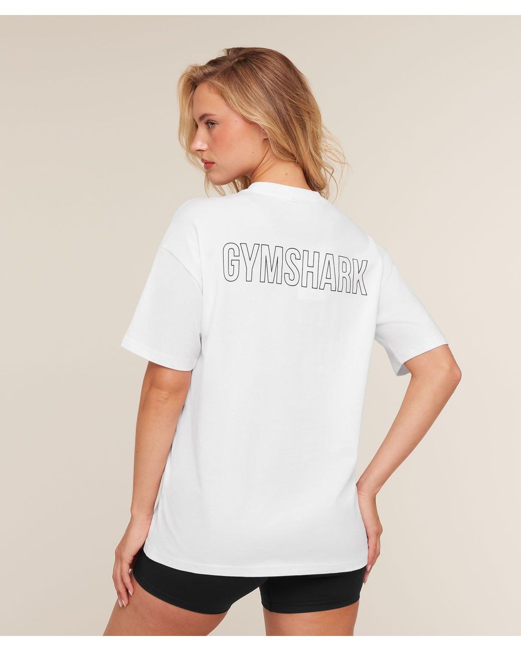 GYMSHARK White Trace Graphic Oversized T-Shirt