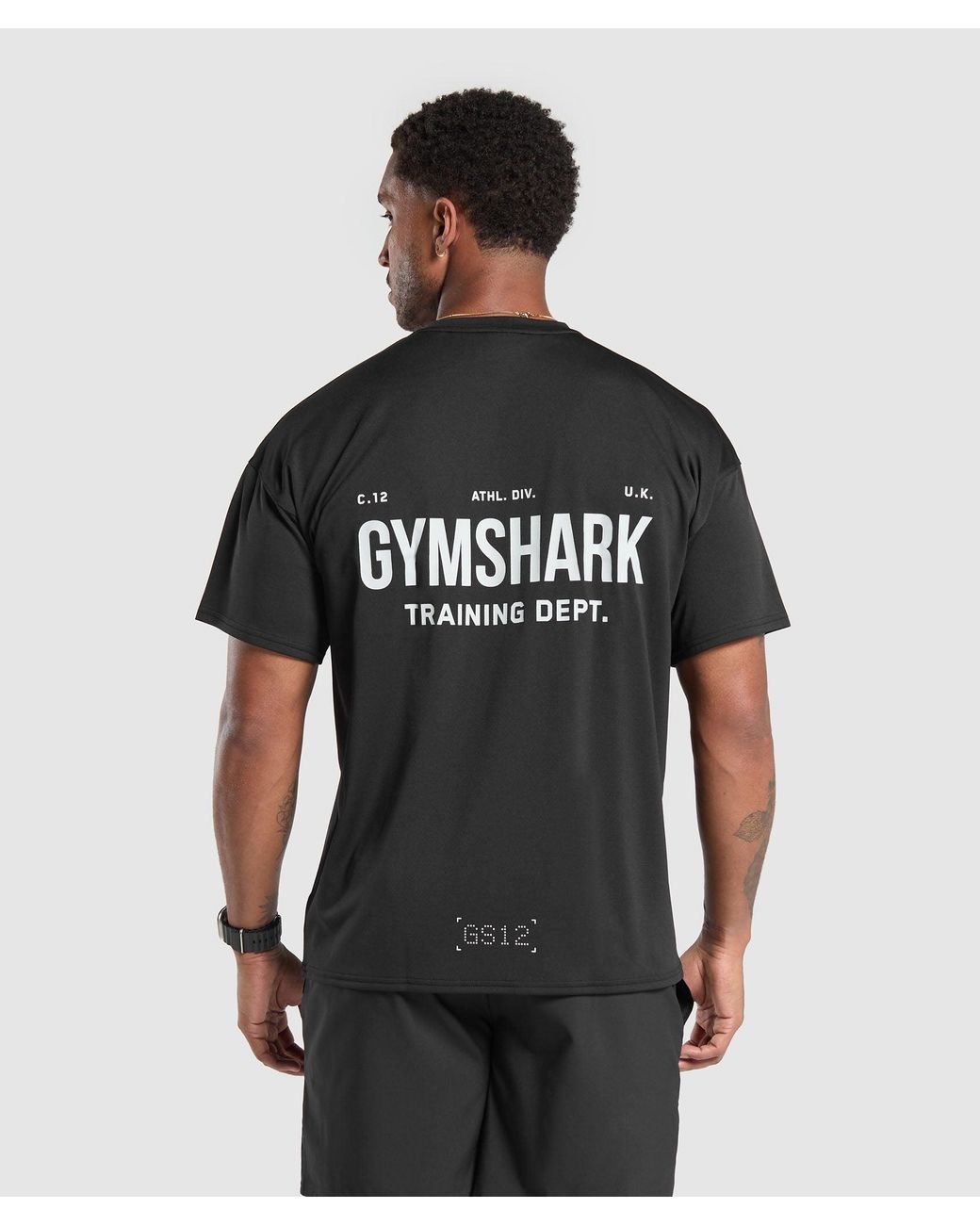 GYMSHARK Black Training Department Performance Oversized T Shirt for men
