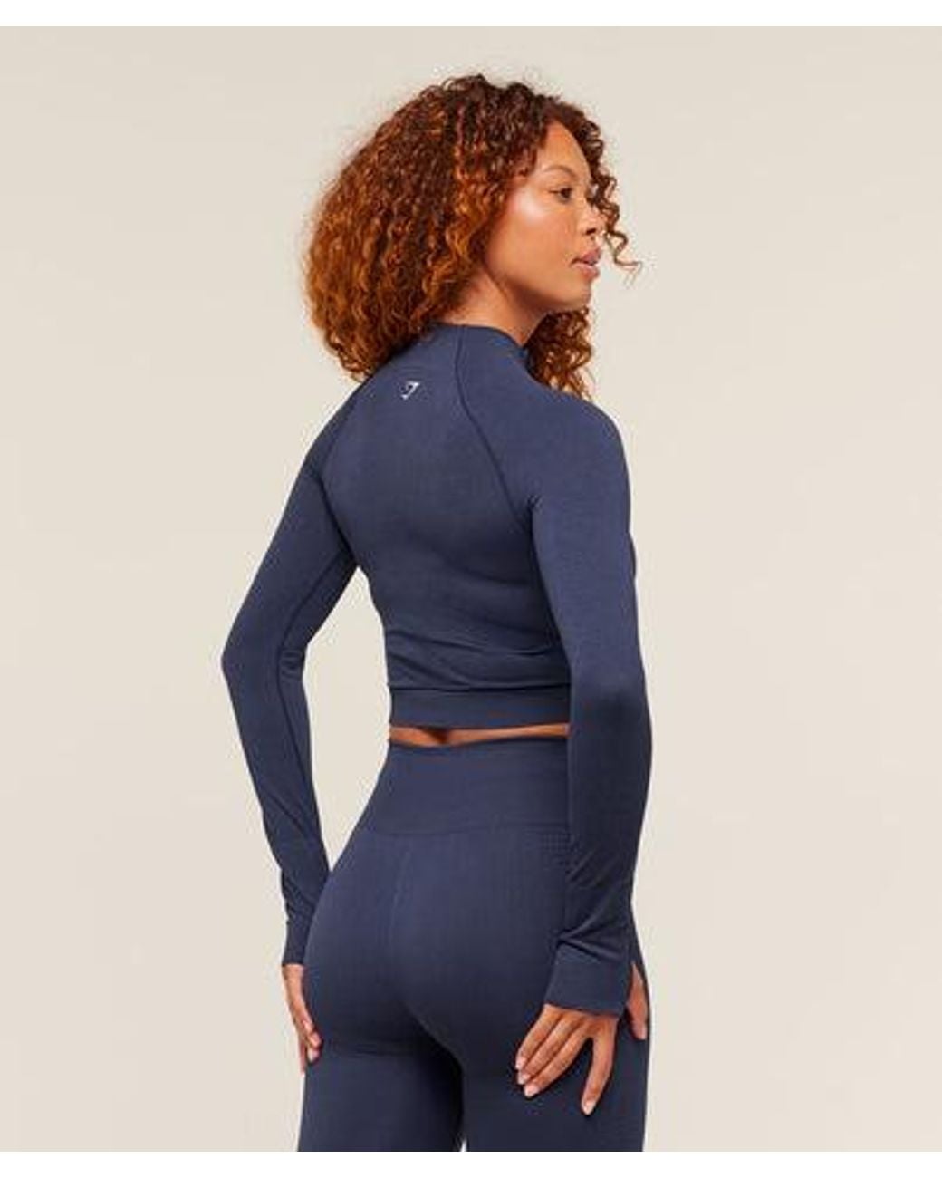 GYMSHARK Blue Vital Seamless Midi Zip 2.0 Pullover