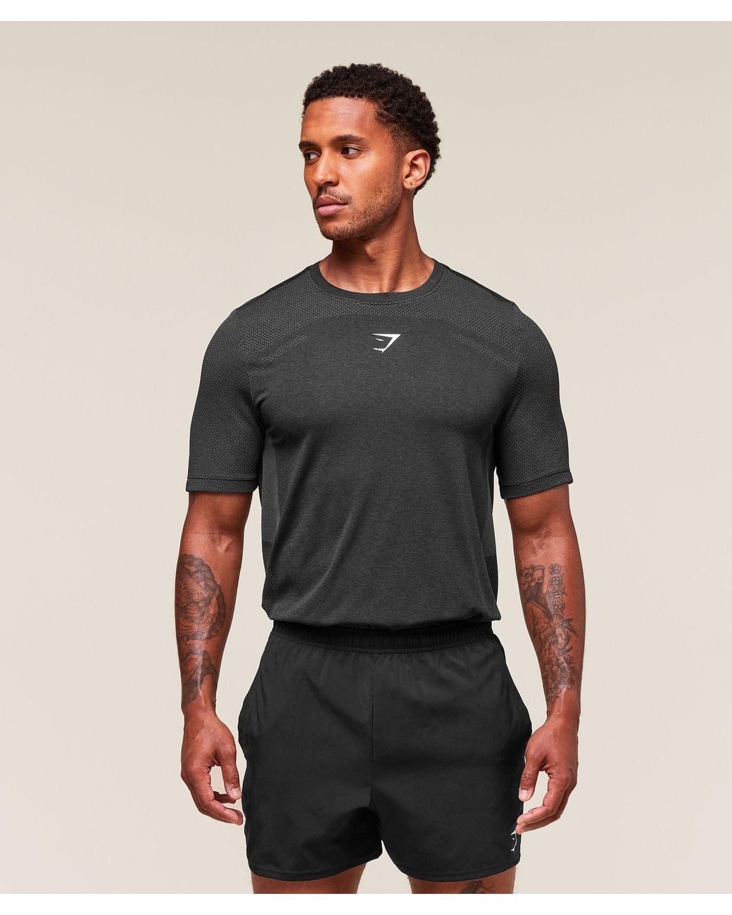GYMSHARK Black Lightweight Seamless T-Shirt for men