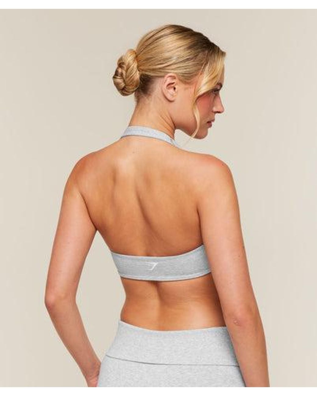 GYMSHARK Blue Cottonmove Halterneck Sports Bra