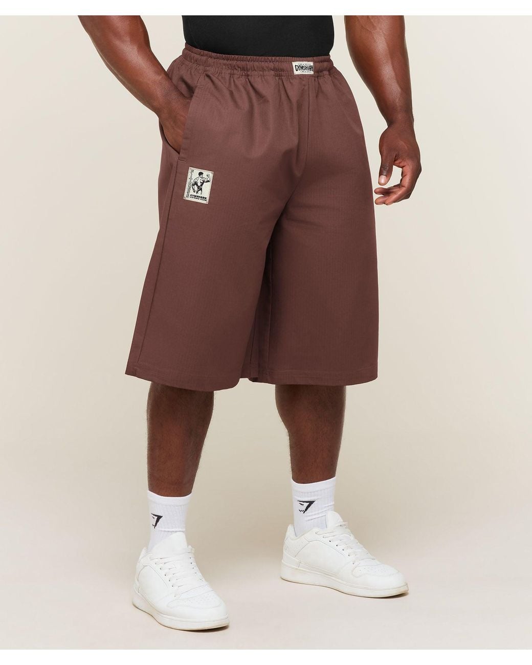 GYMSHARK Brown Longline Pumper Shorts for men