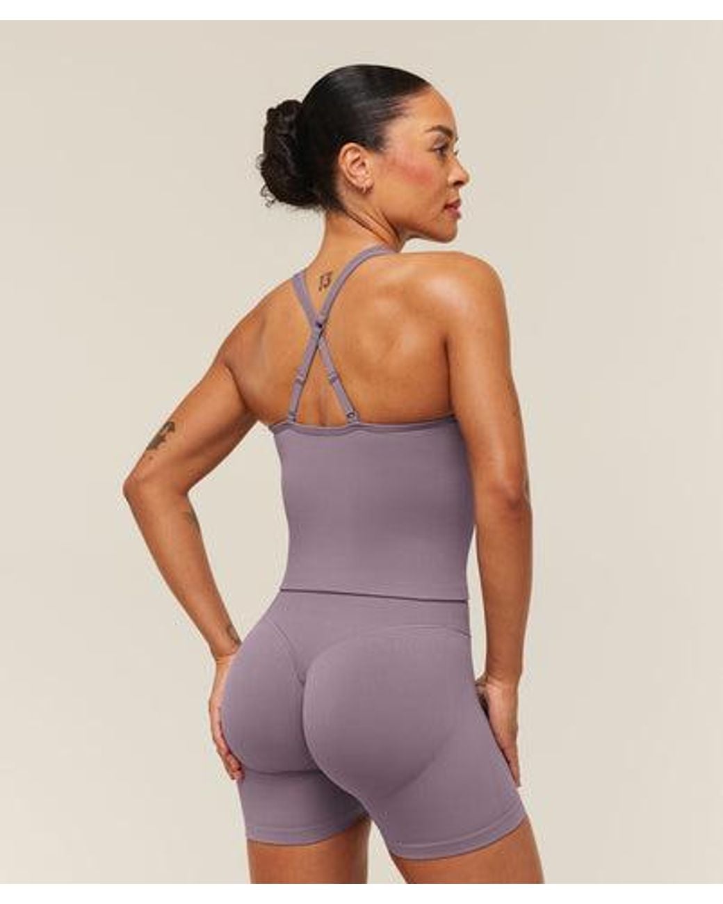 GYMSHARK Purple Lift Seamless Tank With Shelf