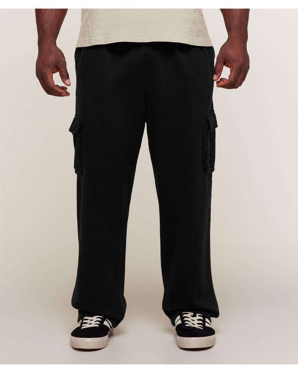 GYMSHARK Black Washed Lifting Cargo Pants for men
